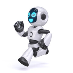 Sticker - Little robot running, 3d rendering