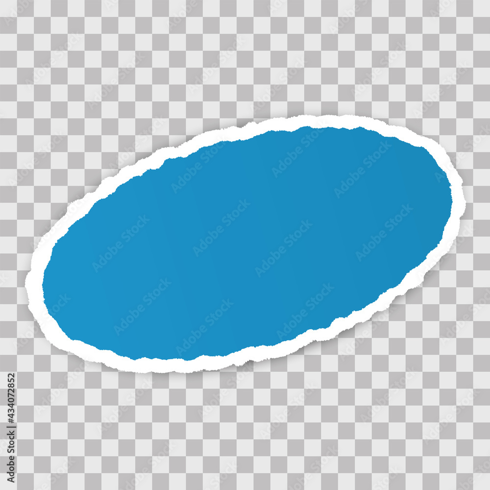 vector blue oval round torn paper banner with ripped edges with space ...