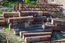 Disassembled Temporary Steel Pipe Piles With Concrete For Bridge Construction