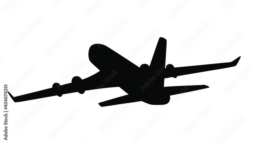 Airplane silhouette isolated on white background. vector with png ...