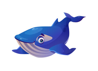 Wall Mural - Sperm whale isolated cachalot underwater animal childish cartoon character with big eyes. Vector blue giant fish, marine baby orca shark, swimming cute aqua water wildlife amphibian, funny mascot