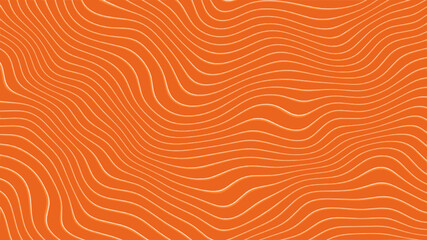 Vector - Salmon fillet texture.Orange and white curved wave lines.