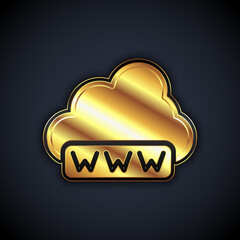 Gold Software, web development, programming concept icon isolated on black background. Programming language and program code on screen laptop. Vector