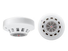Realistic White Smoke Detector With Red Indicator Vector Illustration Alarm Fire Sensor Security