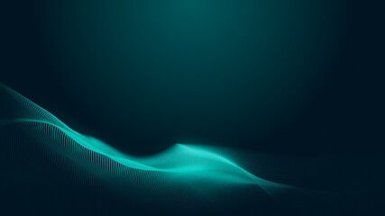 Wall Mural - dot green wave light screen gradient texture background. abstract technology big data digital backgr