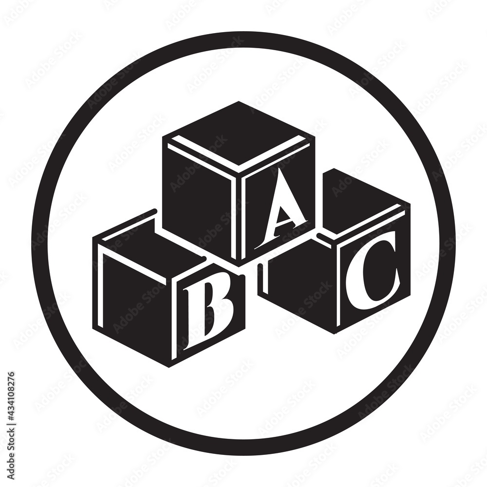 Stock-Vektorgrafik „Circled ABC alphabet block flat icon for apps and ...