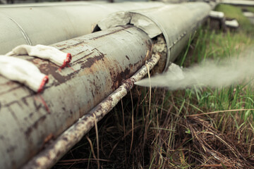 Wall Mural - corrosion rusty through socket tube steam gas leak pipeline