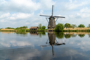 Sticker - view of a historic 18-century windmill at Kinderdijk in South Holland