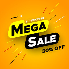 Sticker - Mega sale banner, special offer. Vector illustration.