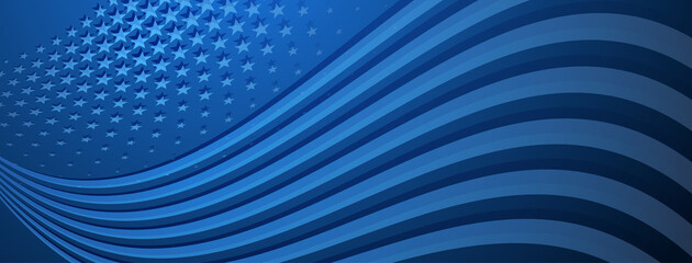 USA independence day abstract background with elements of american flag in blue colors