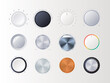 © ONYXprj - Round volume controllers. Radial amplifier indicators digital sound music tuner items garish vector collections