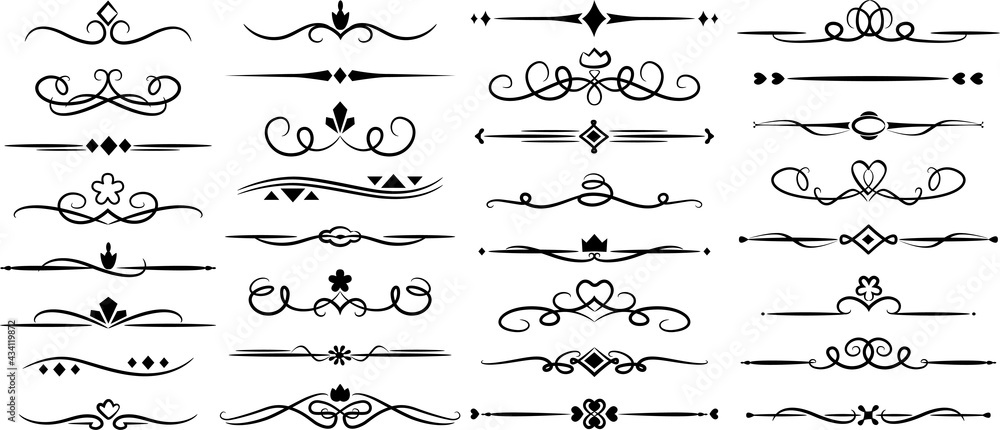 A set of vector ornaments. Floral and classic frames and patterns. A set of elements for graphic design. set of elements - obrazy, fototapety, plakaty 
