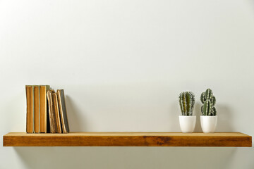Wall Mural - wooden desk of free space and wall background