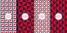 Seamless Geometric Shapes Pattern Set. Abstract Geometric Pattern Set. Abstract Geometric Pattern Red Black Color. Pattern With Shapes.