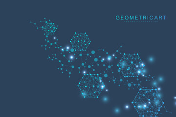 Wall Mural - technology structure molecular connect elements. connection with hexagons elements. vector illustrat