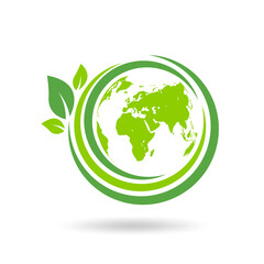 Poster - Green ecology logo design for World environment day, Earth day, Eco friendly and Sustainability concept, Vector illustration