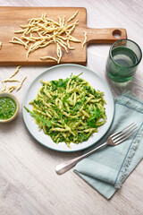 Italian pasta with rocket salad and ricotta cheese pesto (ph. Marianna Franchi)