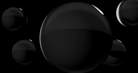 3d render with black floating balls
