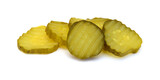 Fototapeta  - Fresh sliced green pickles isolated over white 