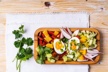 Wall Mural - Keto diet. Fresh salad with boiled eggs