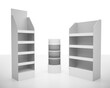 © suchywilk - Supermarket POS POI Cardboard Floor Display Rack, Blank Empty Advertisement Stand Mock Up, 3D rendering