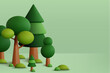 Forest set in green background. Vector illustration