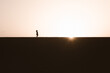 © Jairo Diaz/ADDICTIVE STOCK - Anonymous female tourist walking while contemplating light sky with sunbeams at dusk