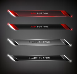 Wall Mural - SET Button square web glossy Red and black