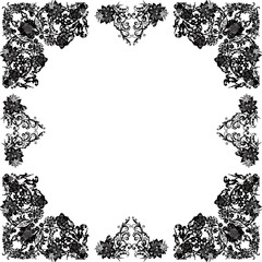 Wall Mural - black flower decorated isolated fine frame