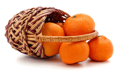 Poster - Wicker basket with oranges.