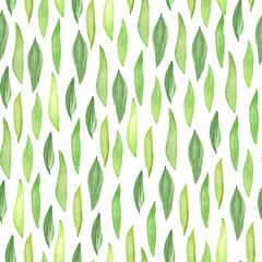 Wall Mural - Watercolor greenery pattern. Seamless background