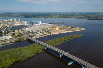 Wall Mural - Nizhny Novgorod. Kanavinsky bridge over the Oka river in the city center