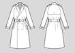 Classic trench coat with raglan sleeves and belt .