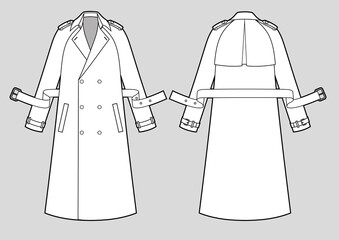 Wall Mural - Classic Trench Coat Vector Template