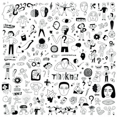 psychology thinking doodle set background