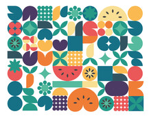 Geometric Vegetables And Fruits Vector Design