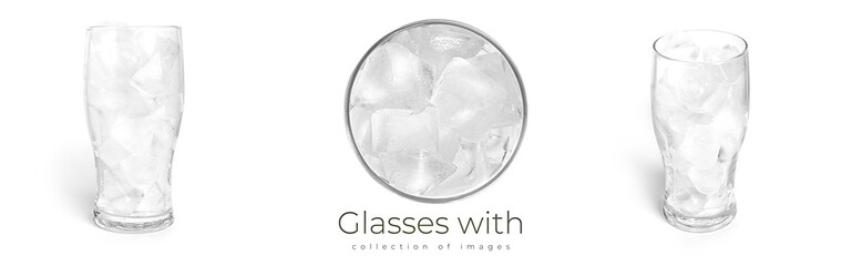 Glasses with ice isolated on a white background.