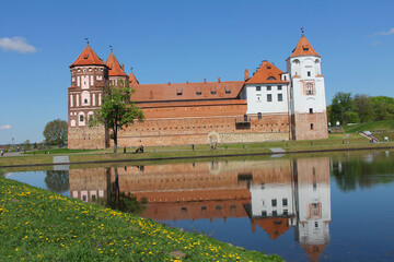 April 29 2014 view of the Old Mir castle in Belarus Mir city