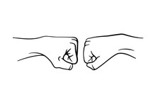 Two Fists Together For Fist Bump Greeting Concept In Vector Icon
