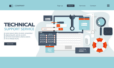 Wall Mural - Live support banner. Business customer care service concept. Icon for contact us, support, help, phone call and website click. Flat vector illustration.
