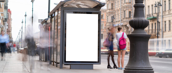 outdoor advertising mockup for advertising in the bus shelter