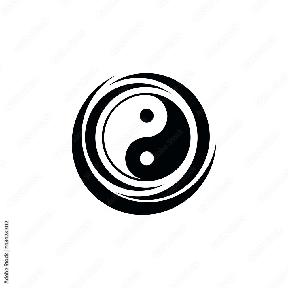 abstract tattoo yin yang logo symbol template design vector in isolated ...