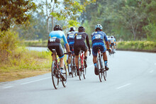 Group Of Professional Cyclists During The Cycling Race. Shot In Back - Image
