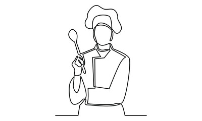 Continue line of chef vector illustration