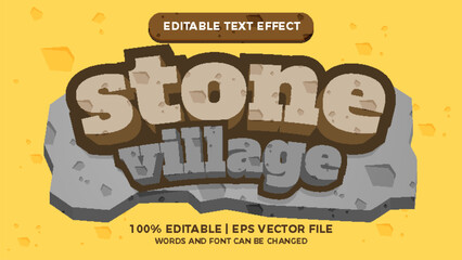 stone village comic games title editable text style effect illustrator. vector design template