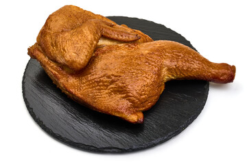 Canvas Print - Smoked chicken, isolated on white background. High resolution image