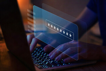 password to access personal user data, cybersecurity concept