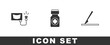 © Kostiantyn - Set Ultrasound, Medicine bottle and pills and Medical surgery scalpel icon. Vector