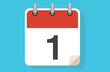 © kanpisut - Day one. Simple calendar with date 1.Flat calendar icon vector illustration. calendar icon flat day 1. Vector illustration. Calendar lined icon