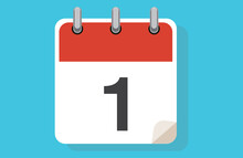 Day One. Simple Calendar With Date 1.Flat Calendar Icon Vector Illustration. Calendar Icon Flat Day 1. Vector Illustration. Calendar Lined Icon
